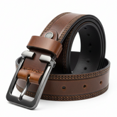 Original Genuine Leather Belt for Men | Premium Classic Hole Leather Belt | Dark Brown with Black Shade | Perfect Gift for Husband, Father, Brother & Son | Formal & Casual Wear