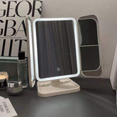 Triple Magnification LED Makeup Mirror – Touch Control, Adjustable Rotation & Dual Power for Home and Travel