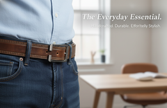 Original Genuine Leather Belt for Men | Premium Classic Hole Leather Belt | Dark Brown with Black Shade | Perfect Gift for Husband, Father, Brother & Son | Formal & Casual Wear