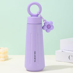 Lavender Stainless Steel Insulated Water Bottle | 500 ml Hot & Cold Sipper with Flower Charm | Perfect Gift for Women & Girls