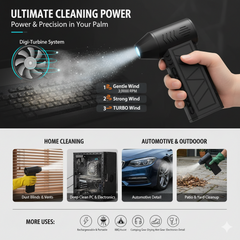 Multipurpose Mini Get Fan – High-Speed Air Blower, LED Light, Rechargeable Dust Cleaner for Home, Car & Outdoor Use