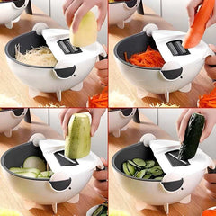 Vegetable Cutter – 7 in 1 Multifunction Magic Rotate Vegetable Cutter with Drain Basket Large Capacity