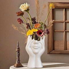 Aesthetic Face Vase – Modern Ceramic Home Décor (Glossy Finish)