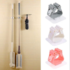 No Drill Mop Holder Hooks – Self-Adhesive Wall Mount Organizer (Pack of 4)