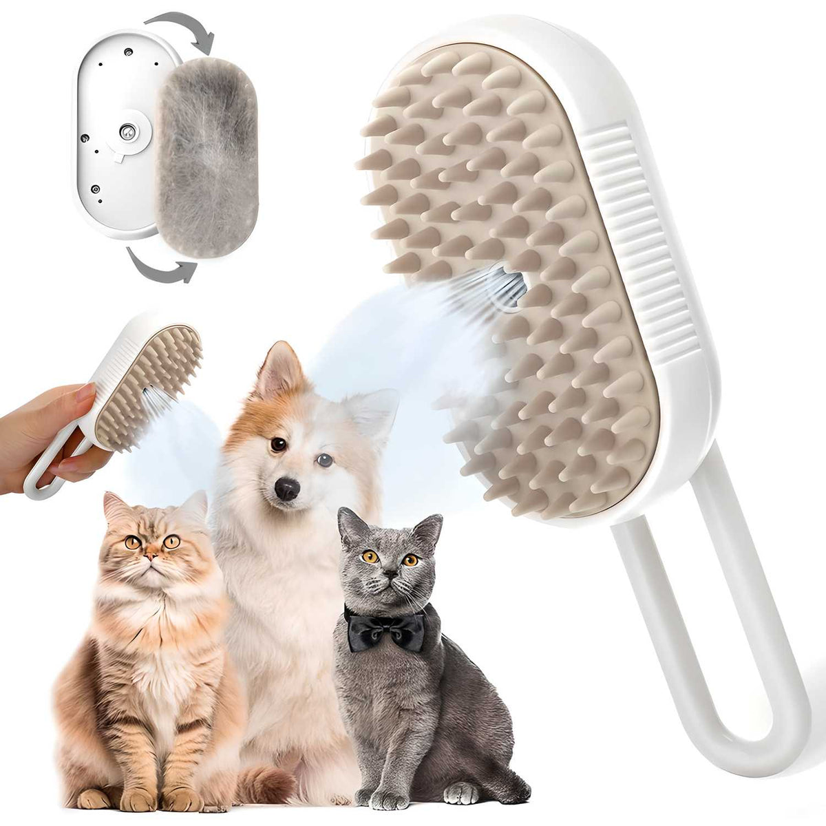 Pet Steam Hair Brush for Dogs & Cats