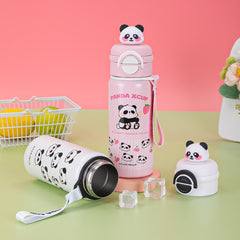 Panda Stainless Steel Kids Water Bottle 550ml – Cute Panda Thermos Flask | Leak-Proof | 24H Hot & Cold | BPA-Free | Perfect for School, Travel & Gifting