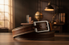 Original Genuine Leather Belt for Men | Premium Classic Hole Leather Belt | Dark Brown with Black Shade | Perfect Gift for Husband, Father, Brother & Son | Formal & Casual Wear