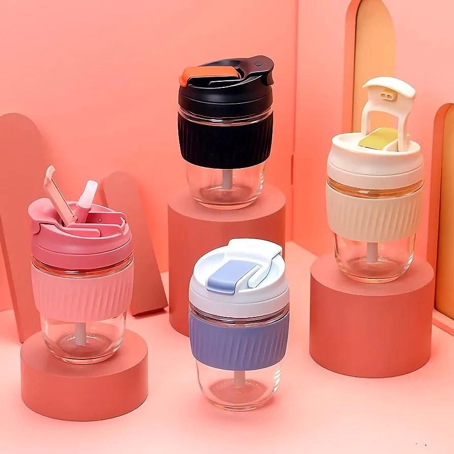 Glass Tumbler with Airtight Lid & Straw