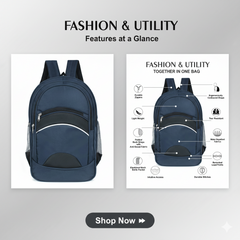 Multipurpose 25L Laptop Backpack – College, Work & Travel Bag | Durable Polyester