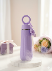 Lavender Stainless Steel Insulated Water Bottle | 500 ml Hot & Cold Sipper with Flower Charm | Perfect Gift for Women & Girls